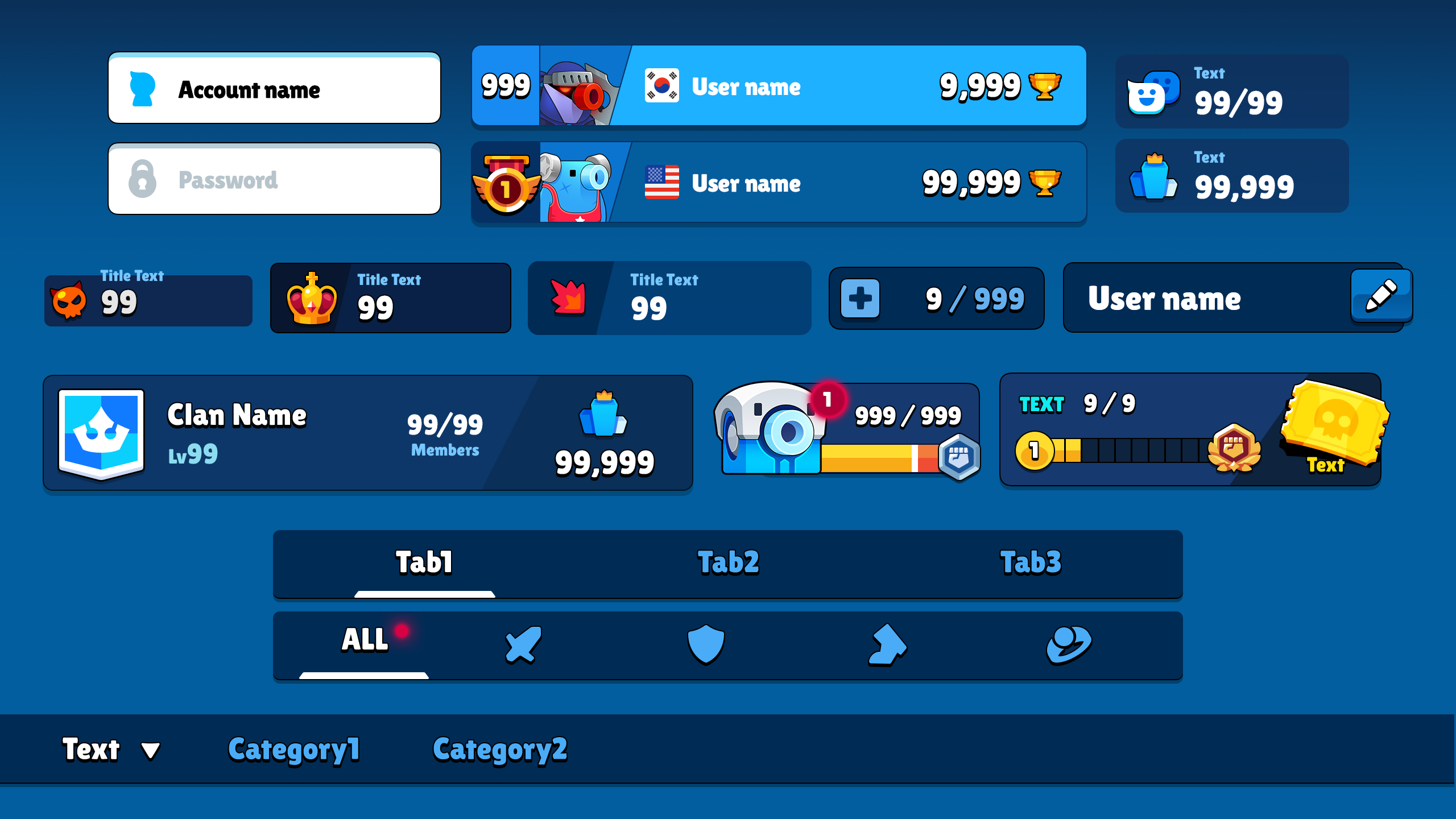 tab, chest, text input, stat, info, ticket