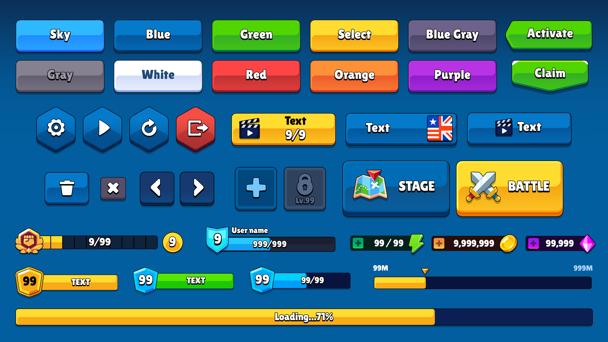 button, progresse bar, btn, action, resource